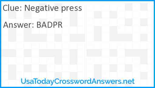 Negative press Answer