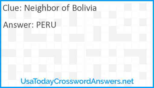 Neighbor of Bolivia Answer