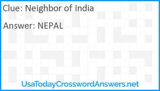 Neighbor of India Answer