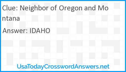 Neighbor of Oregon and Montana Answer
