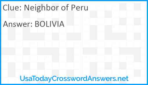 Neighbor of Peru Answer