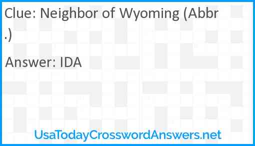 Neighbor of Wyoming (Abbr.) Answer