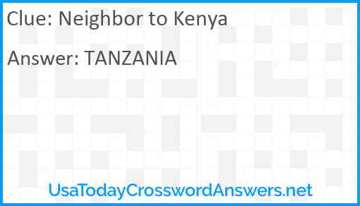 Neighbor to Kenya Answer