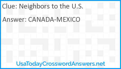 Neighbors to the U.S. Answer
