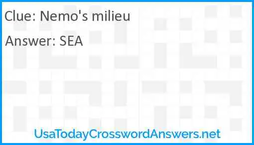 Nemo's milieu Answer