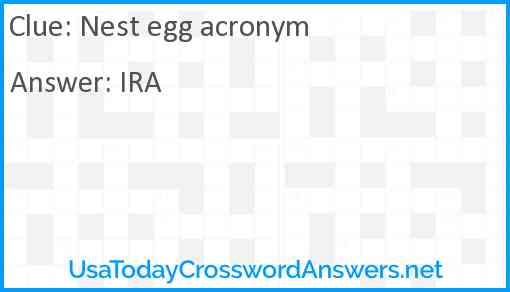Nest egg acronym Answer