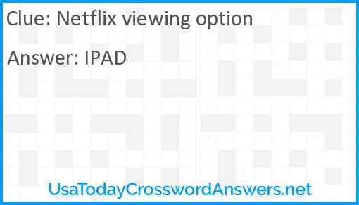 Netflix viewing option Answer