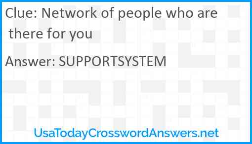 Network of people who are there for you Answer