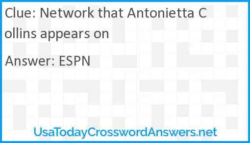 Network that Antonietta Collins appears on Answer