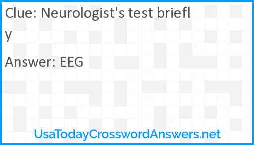 Neurologist's test briefly Answer