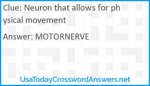 Neuron that allows for physical movement Answer