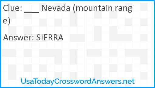 ___ Nevada (mountain range) Answer