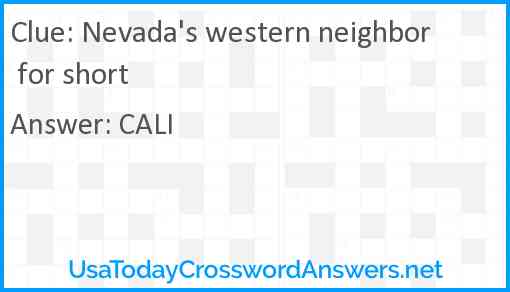 Nevada's western neighbor for short Answer