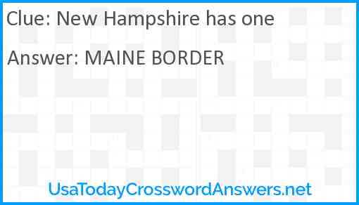 New Hampshire has one Answer