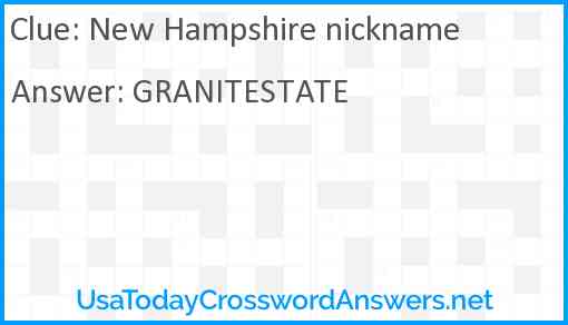 New Hampshire nickname Answer