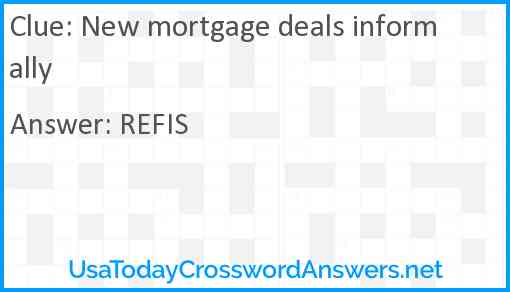 New mortgage deals informally Answer