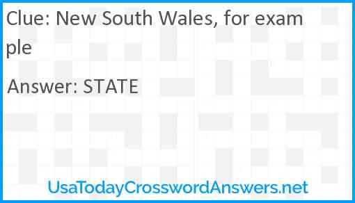 New South Wales, for example Answer