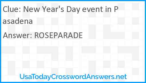 New Year's Day event in Pasadena Answer