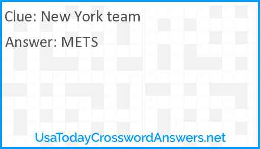 New York team Answer
