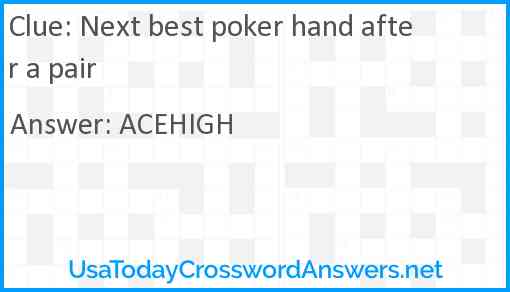 Next best poker hand after a pair Answer