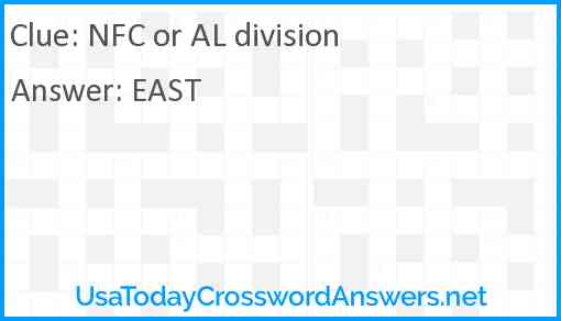 NFC or AL division Answer