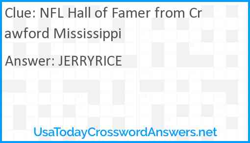 NFL Hall of Famer from Crawford Mississippi Answer