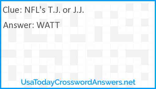 NFL's T.J. or J.J. Answer