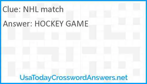 NHL match Answer