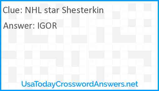 NHL star Shesterkin Answer