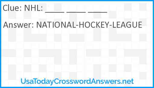 NHL: ____ ____ ____ Answer