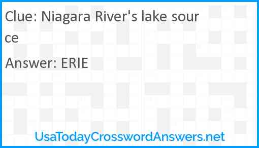 Niagara River's lake source Answer