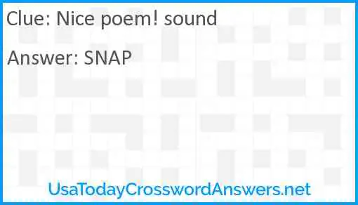 Nice poem! sound Answer