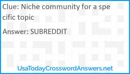 Niche community for a specific topic Answer