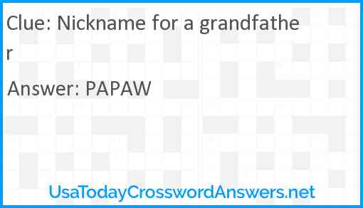 Nickname for a grandfather Answer