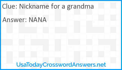 Nickname for a grandma Answer