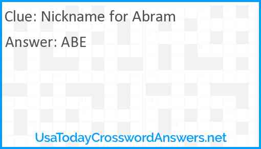 Nickname for Abram Answer