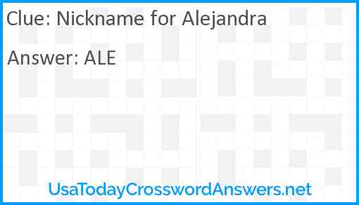 Nickname for Alejandra Answer