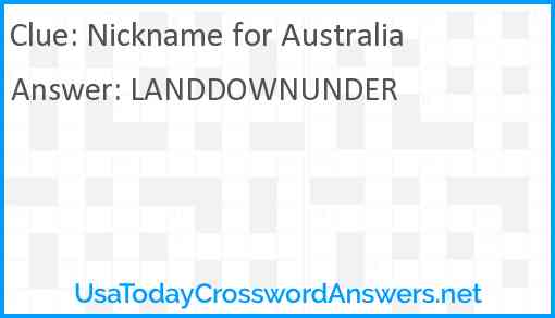 Nickname for Australia Answer
