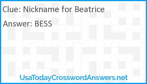 Nickname for Beatrice Answer