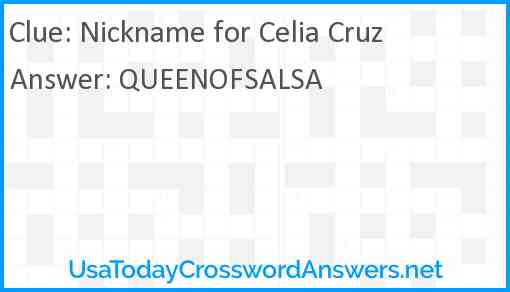 Nickname for Celia Cruz Answer