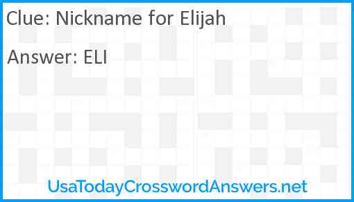 Nickname for Elijah Answer