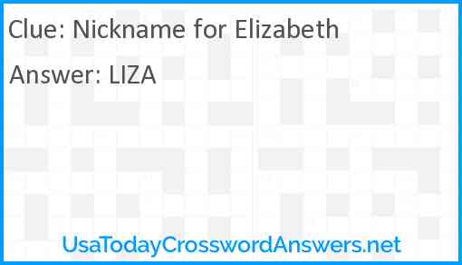 Nickname for Elizabeth Answer
