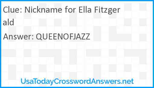 Nickname for Ella Fitzgerald Answer