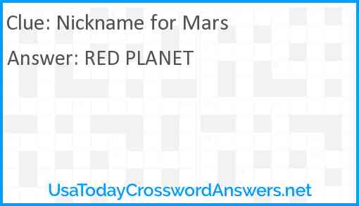 Nickname for Mars Answer