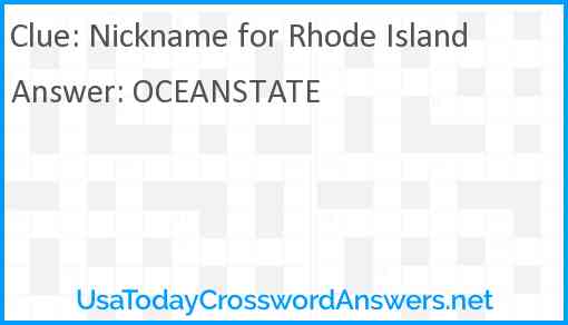 Nickname for Rhode Island Answer