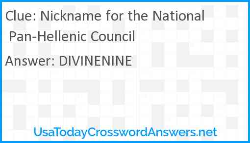 Nickname for the National Pan-Hellenic Council Answer