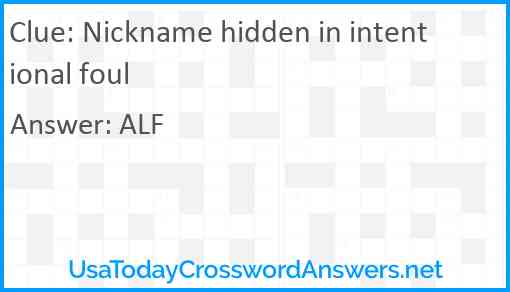 Nickname hidden in intentional foul Answer