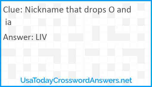 Nickname that drops O and ia Answer