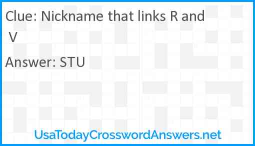 Nickname that links R and V Answer