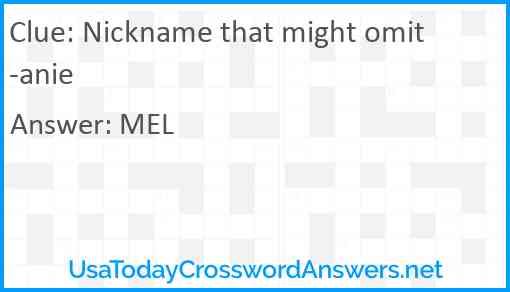 Nickname that might omit -anie Answer